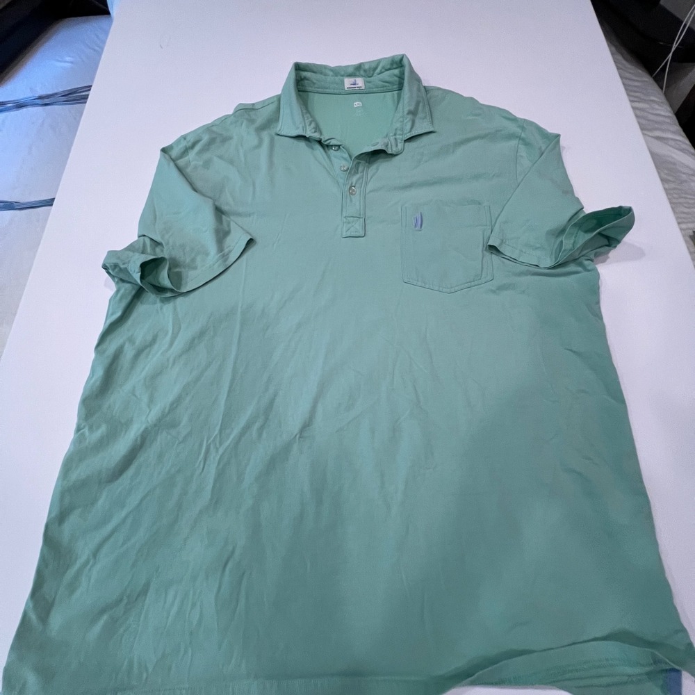 johnnie-O Hangin' Out Men XXL Seafoam Green Pocket Polo Coastal Preppy